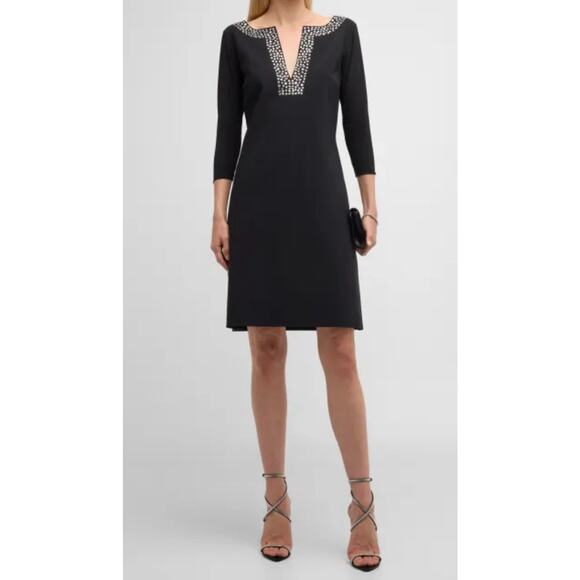 Chiara Boni La Petite Robe Crystal 3/4-Sleeve Cocktail Dress Size 46 - Picture 1 of 9